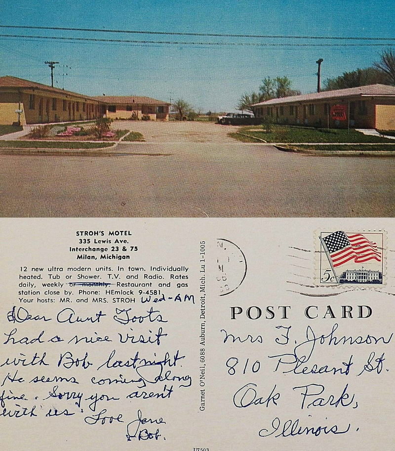 Star Motel (Strohs Motel) - Strohs Motel Postcard